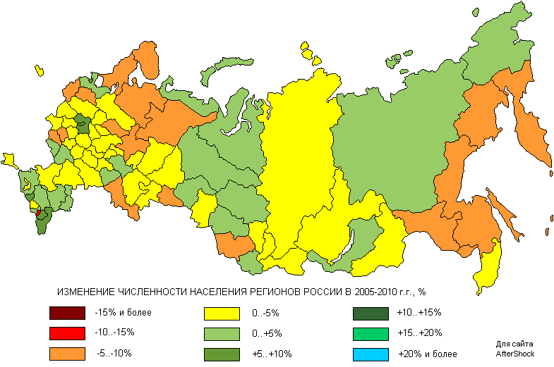 Карта численности населения россии по регионам